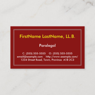 Red & Eyecatching Paralegal Business Card Visitenkarte