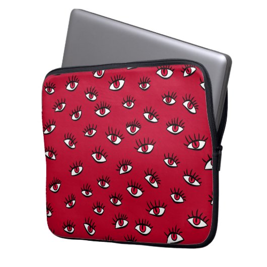 Red Eyes Pattern - Horror Gothic Ästhetik Laptopschutzhülle (Vorderseite Links)