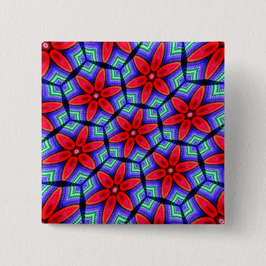 Red Fabrics Blume Muster Button (Vorderseite)