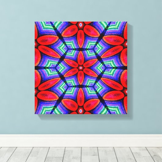 Red Fabrics Blume Muster Leinwanddruck (Insitu (Holzboden))