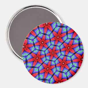 Red Fabrics Blume Muster Magnet