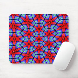 Red Fabrics Blume Muster Mousepad