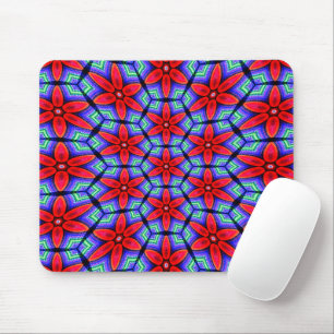 Red Fabrics Blume Muster Mousepad