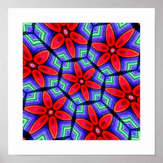 Red Fabrics Blume Muster Poster (Vorne)