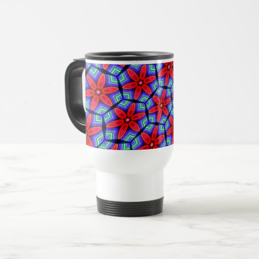 Red Fabrics Blume Muster Reisebecher (Vorderseite Links)