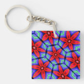 Red Fabrics Blume Muster Schlüsselanhänger (Vorderseite)