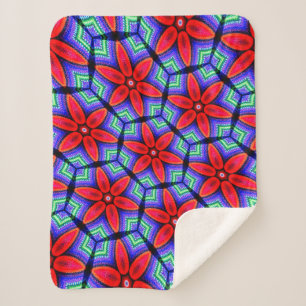 Red Fabrics Blume Muster Sherpadecke
