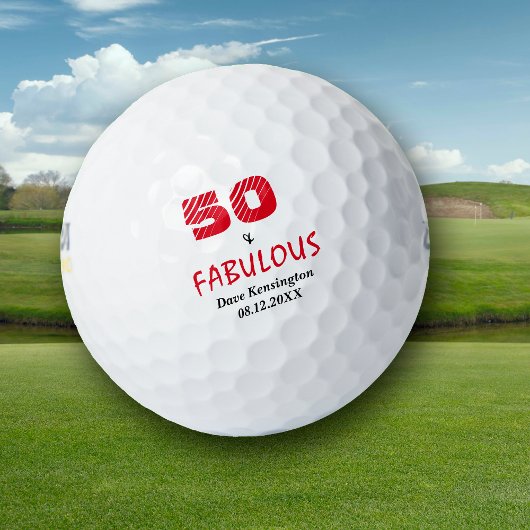 Red Fabulous 50 Geburtstag Personalisiert Golfball
