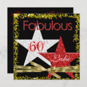 RED FABULOUS 60 Geburtstag Einladung (Vorne/Hinten)