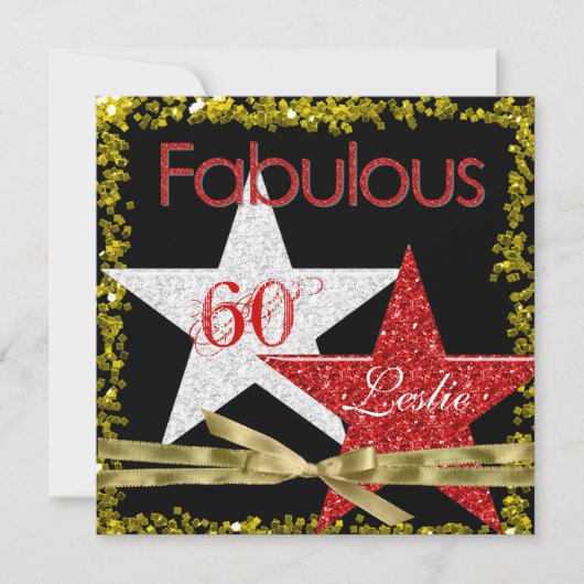 RED FABULOUS 60 Geburtstag Einladung (Vorderseite)