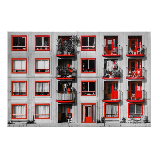 Red Facade Zuidoost Balcony Gebäude Fotografie (Vorne)