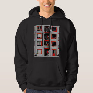 Red Facade Zuidoost Balcony Gebäude Fotografie Hoodie