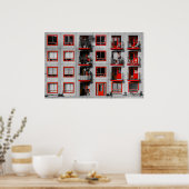 Red Facade Zuidoost Balcony Gebäude Fotografie Poster (Küche)