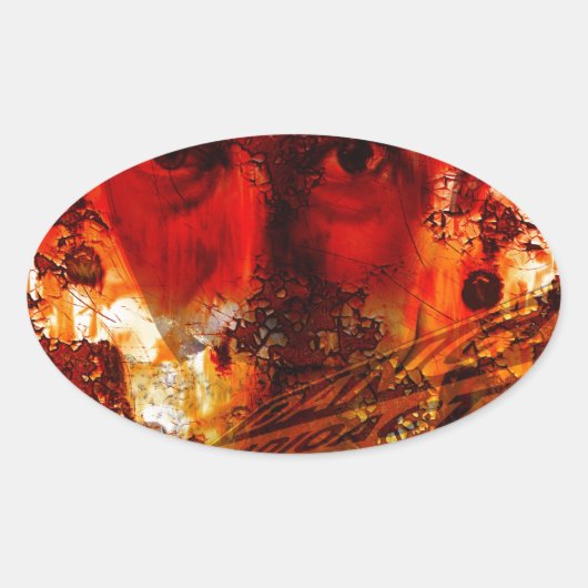 Red Face Graffiti Ovaler Aufkleber (Vorderseite)