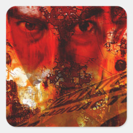 Red Face Graffiti Quadratischer Aufkleber