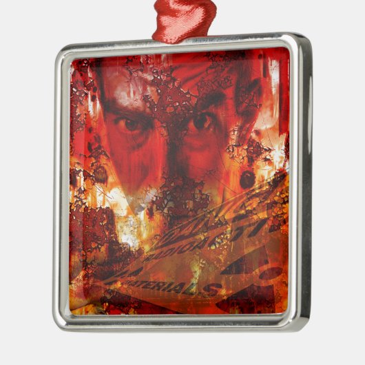 Red Face Graffiti Silbernes Ornament (Links)