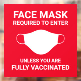 Red Face Mask Required Sign Square Window Cloning Fensteraufkleber