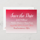 Red Fade Crackle Save the Date Postcard Postkarte (Vorne/Hinten)