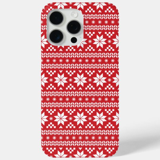 Red Fair Isle Christmas Sweater Pattern Case-Mate iPhone Hülle (Rückseite)