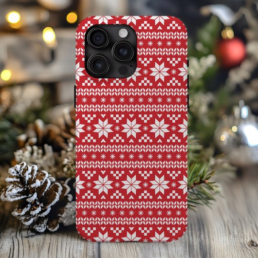 Red Fair Isle Christmas Sweater Pattern Case-Mate iPhone Hülle
