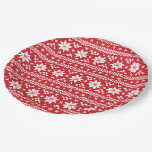 Red Fair Isle Christmas Sweater Pattern Pappteller (Schrägansicht)