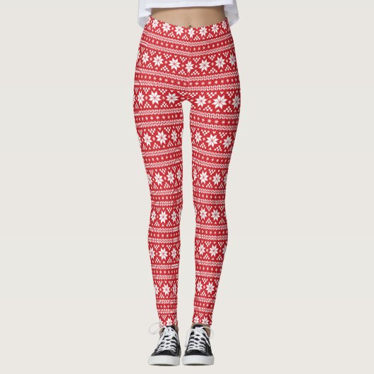 Red Fair Isle Leggings (Vorderseite)