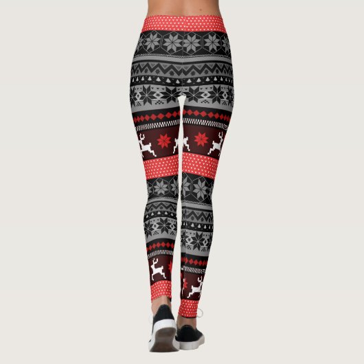 Red Fair Isle Pattern Leggings (Rückseite)