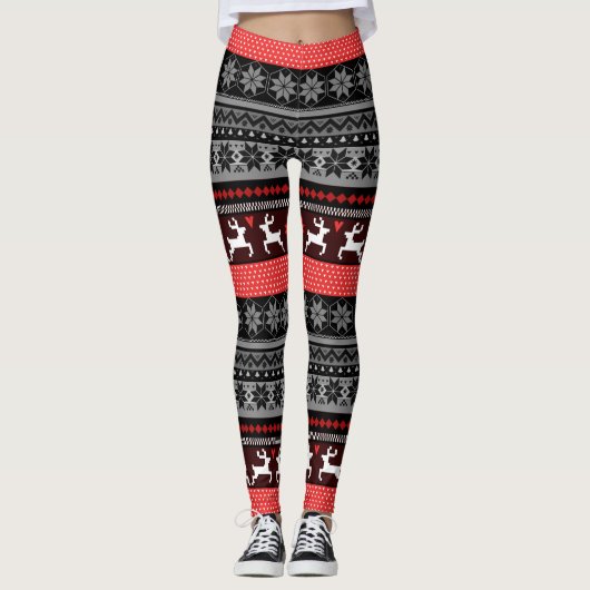 Red Fair Isle Pattern Leggings (Vorderseite)