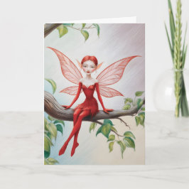 Red Fairy auf einem Limb "Happy Birthday!" Karte