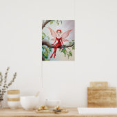 Red Fairy auf einer Limb-farbigen Bleistift-Skizze Poster (Küche)