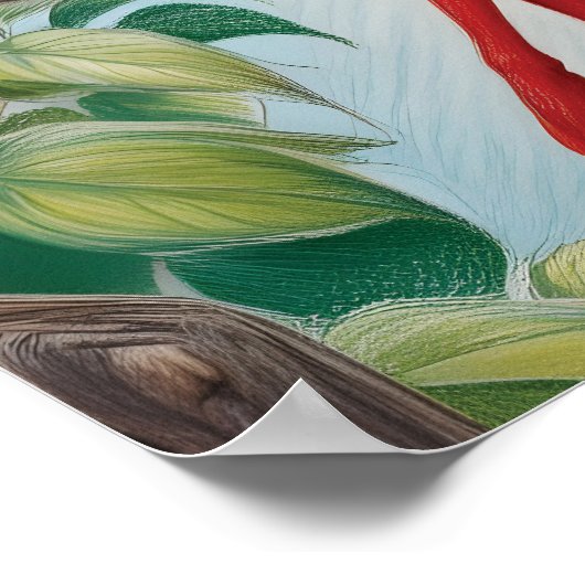 Red Fairy auf einer Limb-farbigen Bleistift-Skizze Poster (Ecke)