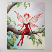 Red Fairy auf einer Limb-farbigen Bleistift-Skizze Poster (Vorne)