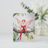 Red Fairy auf einer Limb-farbigen Bleistift-Skizze Postkarte (Stehend Vorderseite)