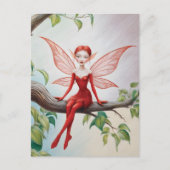 Red Fairy auf einer Limb-farbigen Bleistift-Skizze Postkarte (Vorderseite)