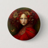Red Fairy Fantasy Art Button (Vorderseite)