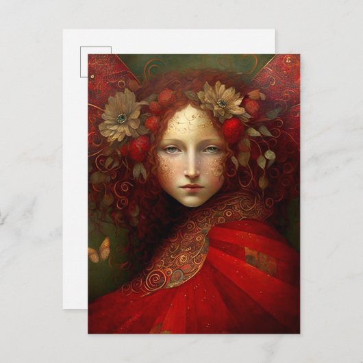Red Fairy Fantasy Art Postkarte (Vorne/Hinten)