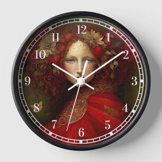Red Fairy Fantasy Art Uhr (Vorderseite)
