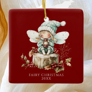 Red Fairy Merry Christmas Keramikornament
