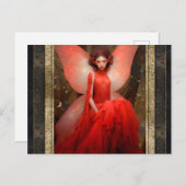Red Fairy Woman Fantasy Art Postkarte (Vorne/Hinten)