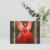 Red Fairy Woman Fantasy Art Postkarte (Stehend Vorderseite)