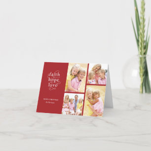 Red Faith Hope Liebe Foto Collage Weihnachtskarte Feiertagskarte