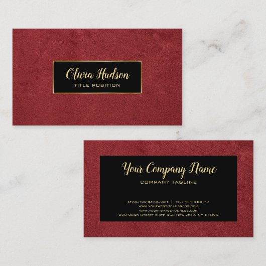 Red Fake Leather Visitenkarte (Vorne/Hinten)