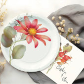 Red Fall Berries und Blätter Wasserfarbe Serviette