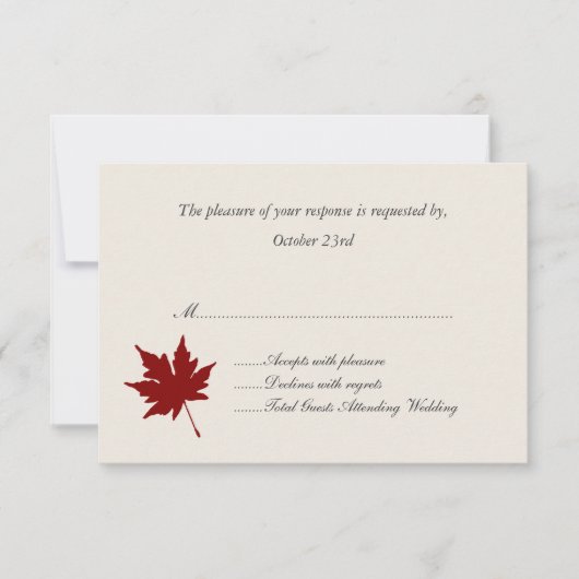 Red Fall Leaf Hochzeitskarten RSVP Karte (Vorderseite)