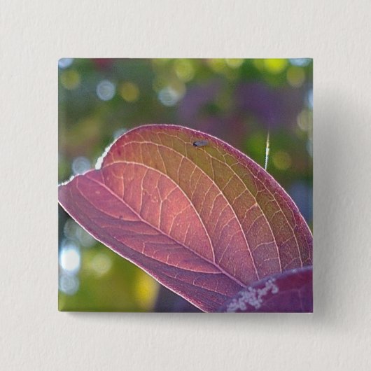 Red Fall Leaf und Bokeh Button (Vorderseite)