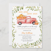 Red Fall Pumpkin Truck Drive by Baby Dusche Einladung (Vorderseite)