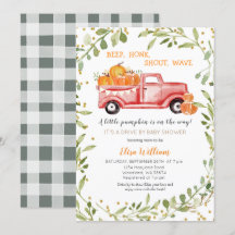 Red Fall Pumpkin Truck Drive by Baby Dusche