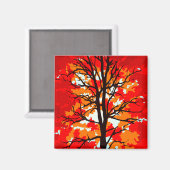 Red Fall Tree Magnet (Vorderseite/Rückseite)