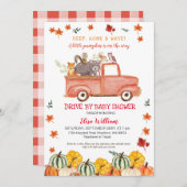 Red Fall Truck Pumpkin Autumn Drive by Baby Shower Einladung (Vorne/Hinten)