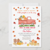 Red Fall Truck Pumpkin Herbstantrieb mit Babydusch Einladung (Vorderseite)